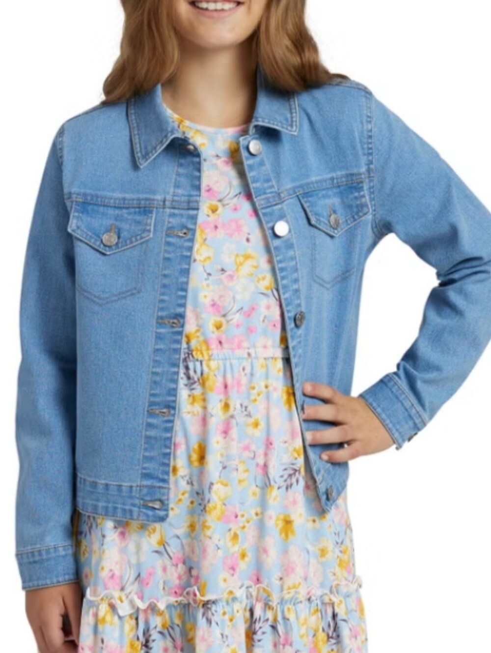BCBG Girls Denim Jacket Blue Jean Jacket  Size S, 7/8
